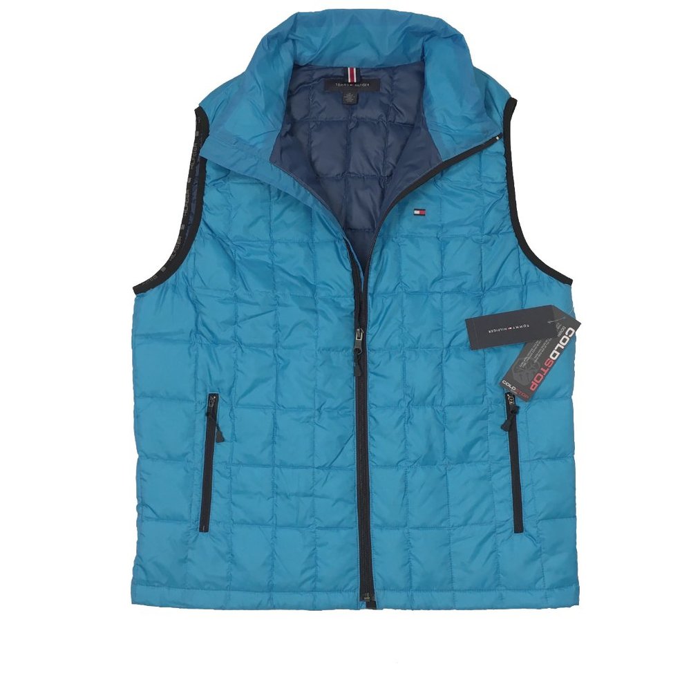 NEW $159 Tommy Hilfiger Puffer Vest! Blue With Tommy Flag Quilted Lightweight